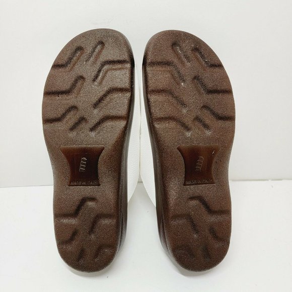 Italian Shoemakers Women Sz 8M White Leather Flower Slide On Relax Sandal Italy - Picture 8 of 10